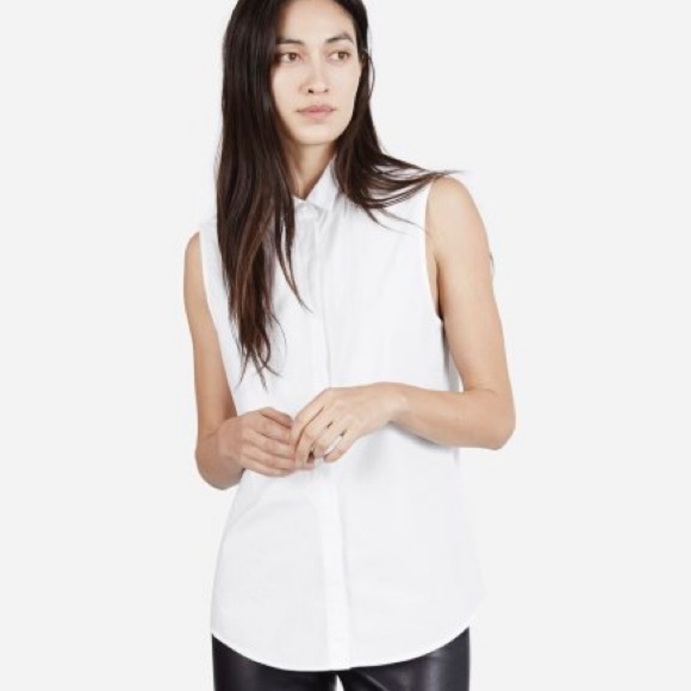 Everlane Sleeveless Cotton Button-Down Blouse